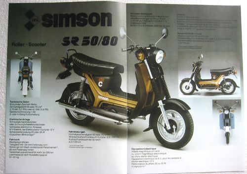 9 stück Simson Prospekt SR 50 80 Roller Stadtroller 3,7 bzw 5,6 PS DDR STIL1986 